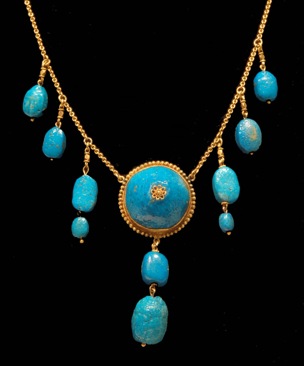 Egyptian Turquoise Faience Drop Pendant Necklace - Art for Eternity