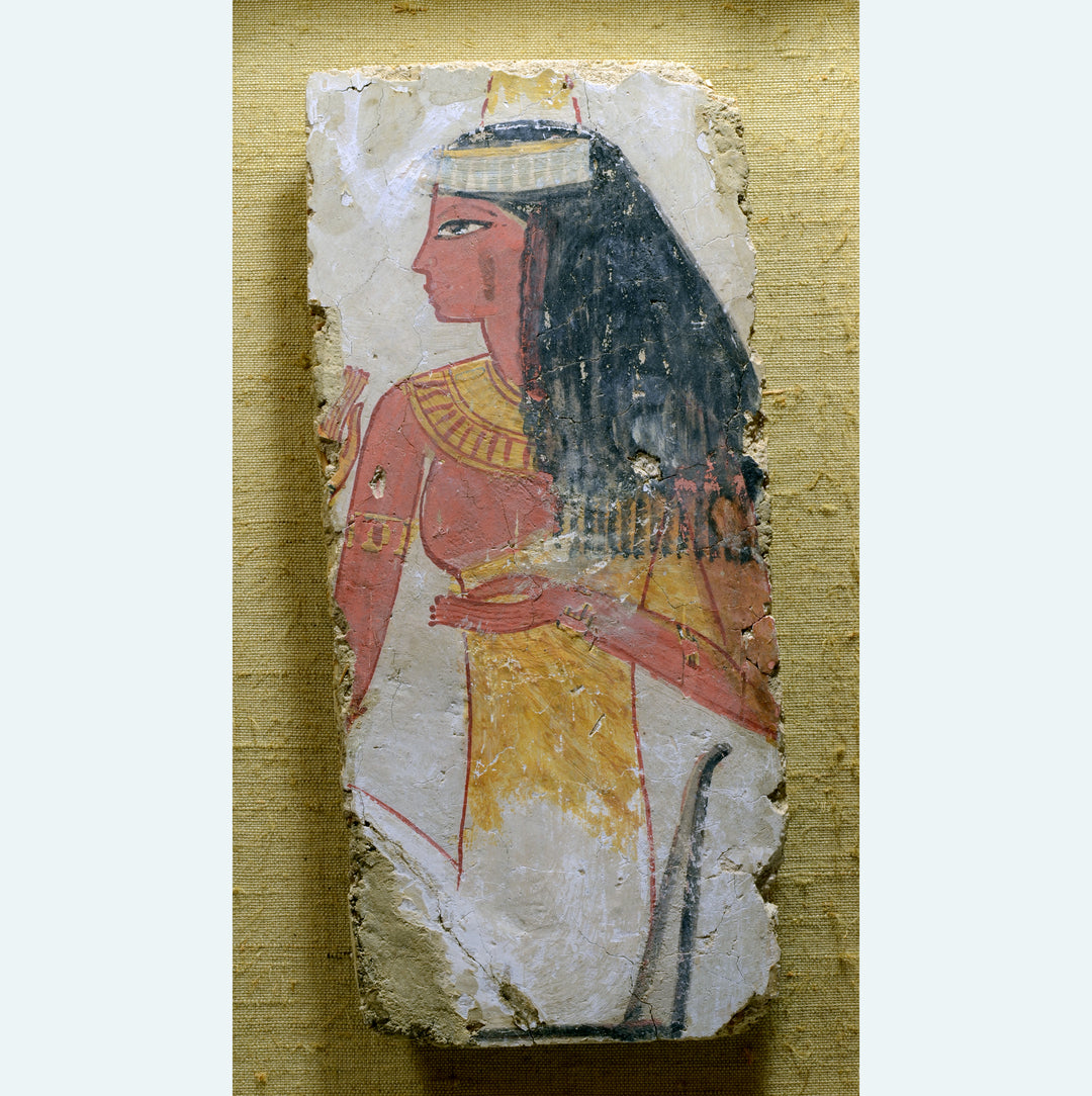 Egyptian Polychrome Fresco Painting with Young Female - Art for Eternity