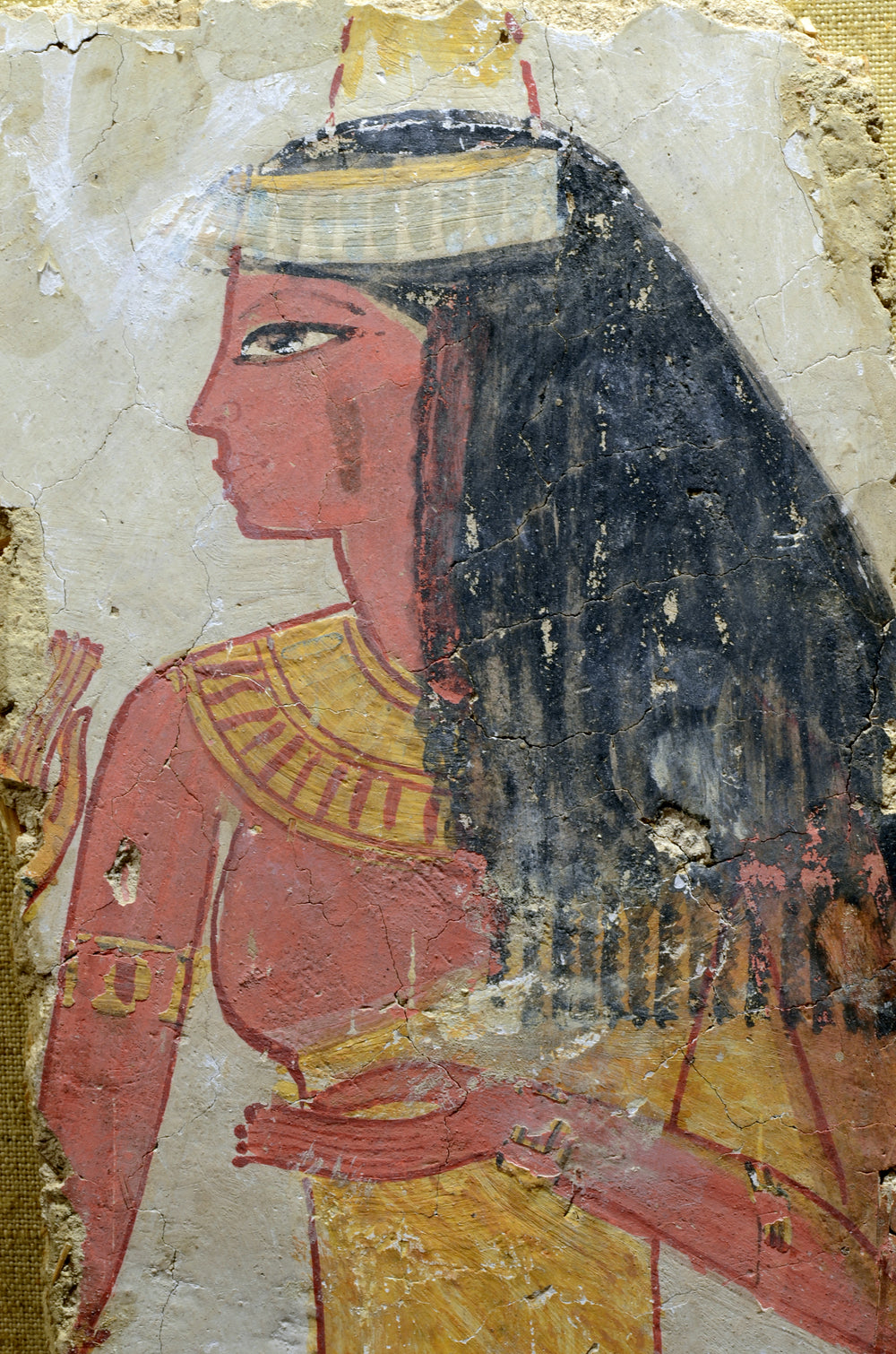 Egyptian Polychrome Fresco Painting with Young Female - Art for Eternity