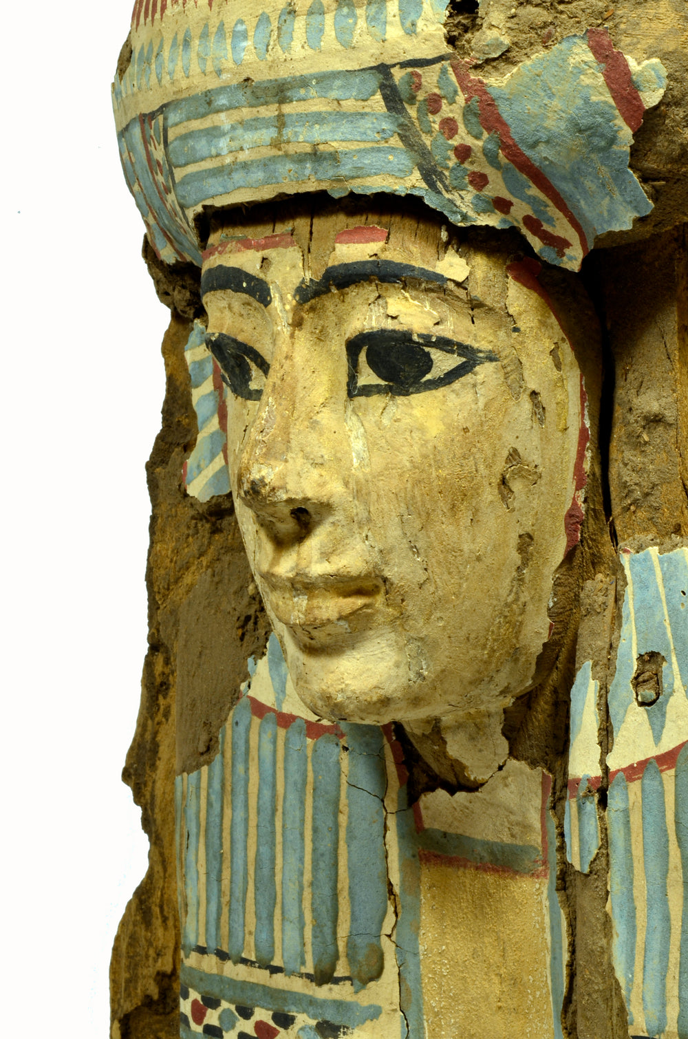 Egyptian Wood Painted Sarcophagus Bust - Art for Eternity