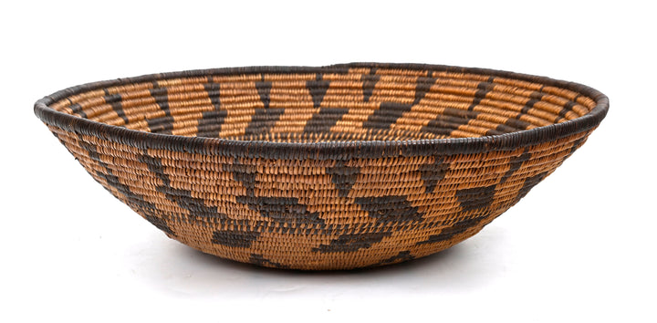 Western Apache Coiled Basketry Tray with Eight-Pointed Star Design