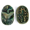Egyptian Green-Glazed Steatite Scaraboid Surmounted by a Crouching Figure