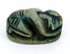 Egyptian Green-Glazed Steatite Scaraboid Surmounted by a Crouching Figure