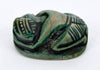 Egyptian Green-Glazed Steatite Scaraboid Surmounted by a Crouching Figure
