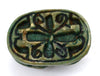 Egyptian Green-Glazed Steatite Scaraboid Surmounted by a Crouching Figure