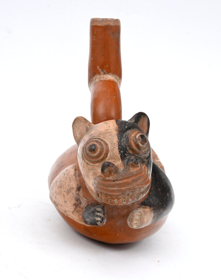 Chimú-Inca Polychrome Stirrup-Spout Vessel in the Form of a Recumbent Dog