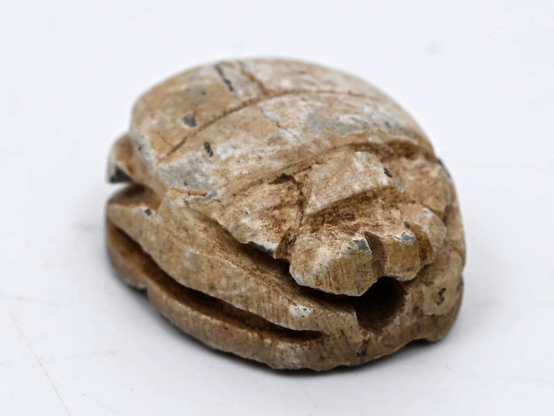 Egyptian Glazed Steatite Scarab with Geometric Motif
