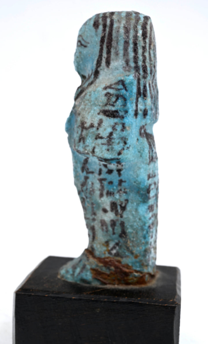 Egyptian Turquoise Blue Faience Ushabti of Iwesenhesetmut; Lady of the House and Chantress of Amun-Re