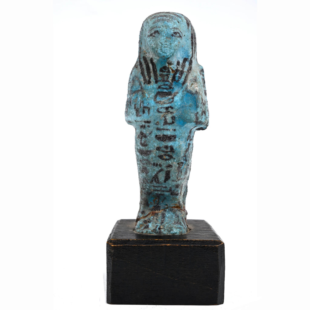 Egyptian Turquoise Blue Faience Ushabti of Iwesenhesetmut; Lady of the House and Chantress of Amun-Re