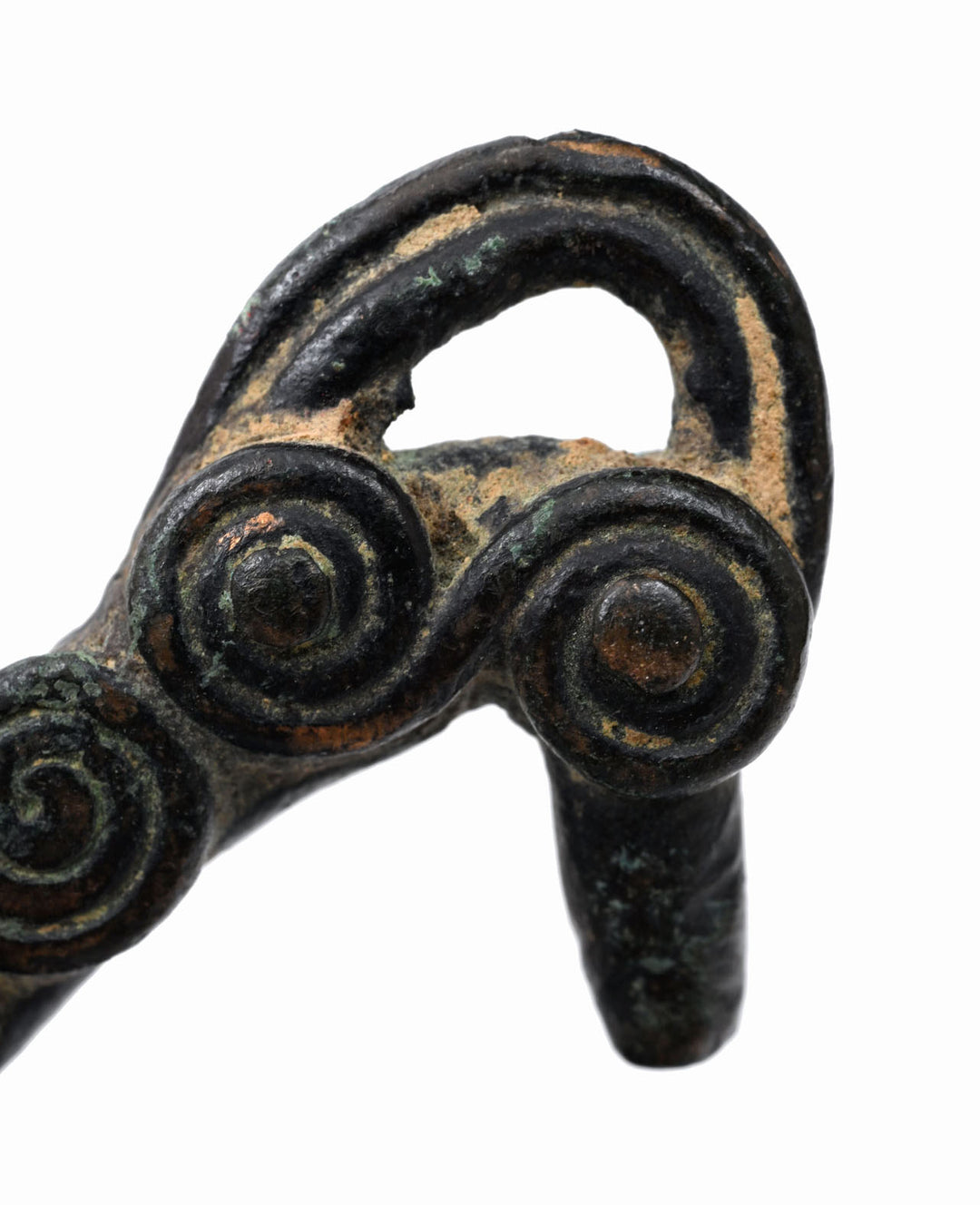 Luristan Bronze Pin with Twin Ram Heads