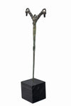 Luristan Bronze Pin with Twin Ram Heads