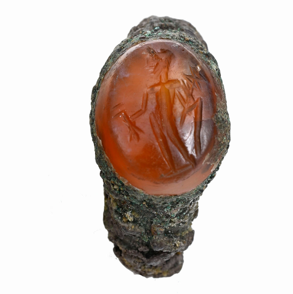 Roman Bronze Ring with Carnelian Intaglio