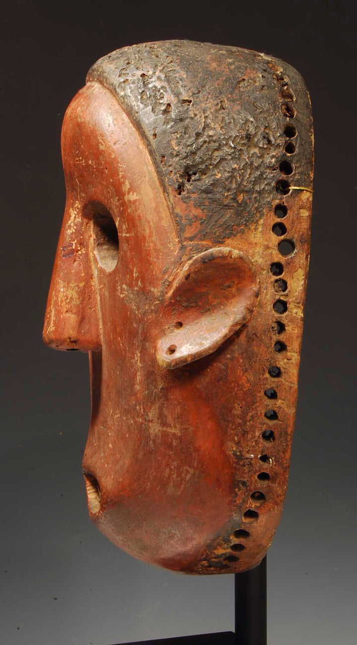 Sukuma Carved Wood Red Painted Face Mask