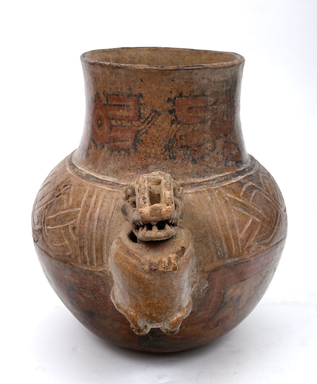 Costa Rica  Painted and Incised Jaguar Effigy Urn 