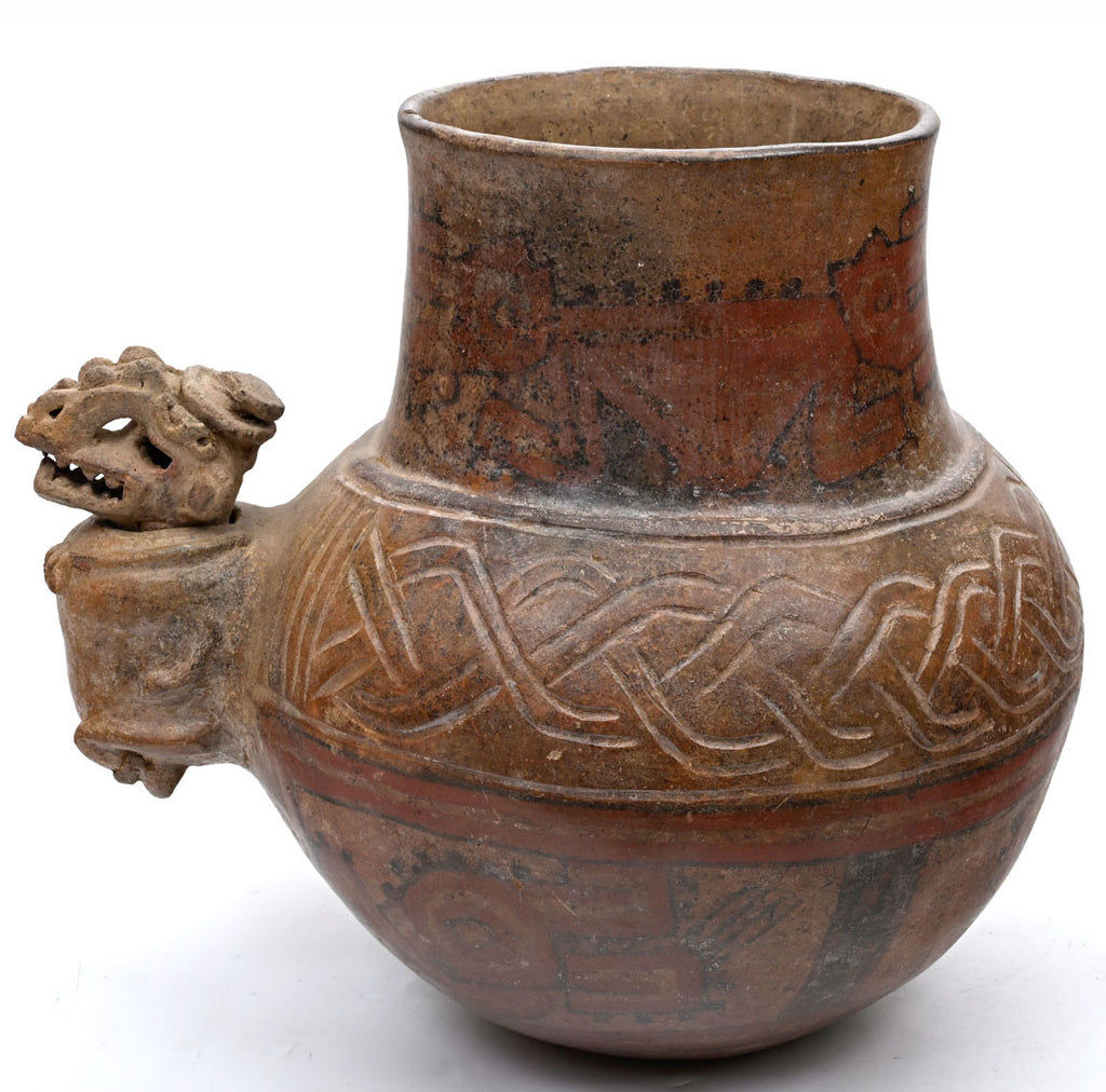 Costa Rica  Painted and Incised Jaguar Effigy Urn 