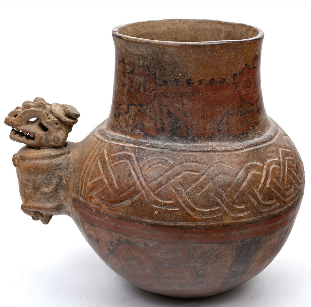 Costa Rica  Painted and Incised Jaguar Effigy Urn 