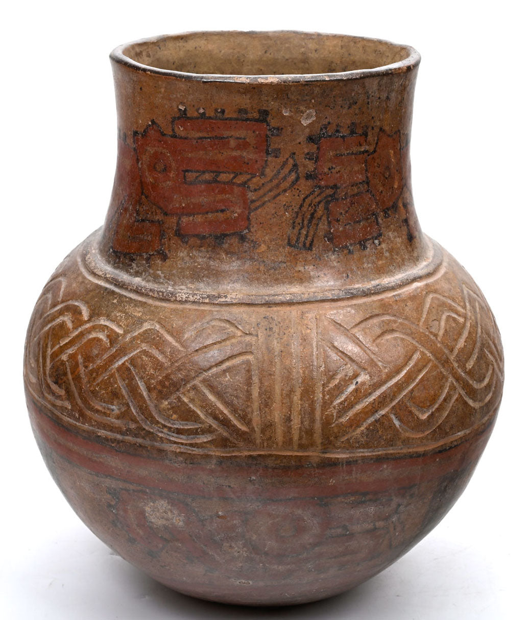 Costa Rica  Painted and Incised Jaguar Effigy Urn 