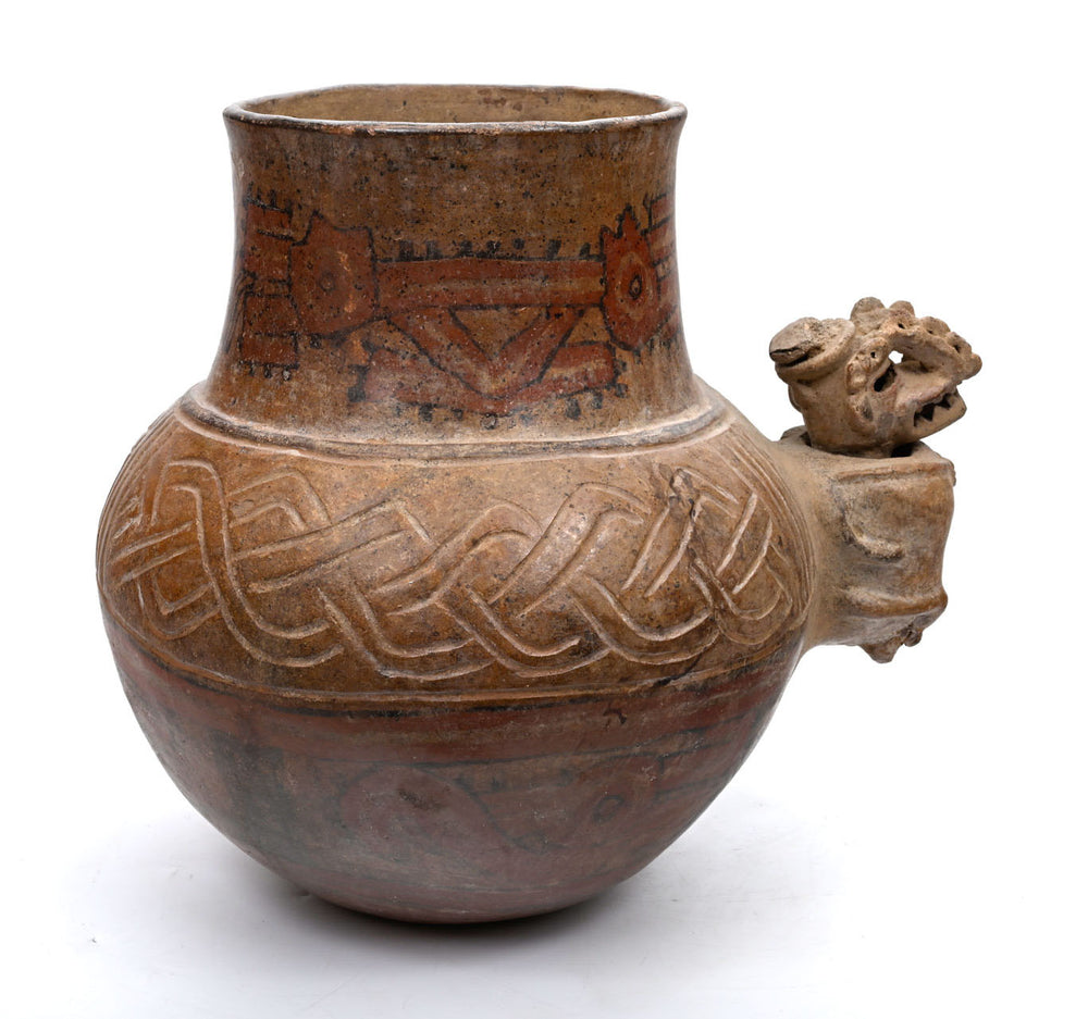 Costa Rica  Painted and Incised Jaguar Effigy Urn 