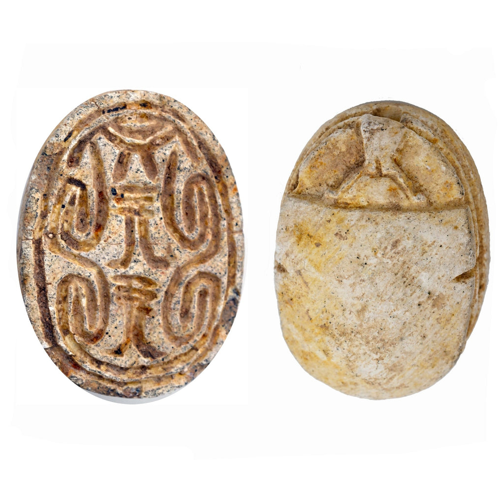 Egyptian Tan Steatite Apotropaic Scarab 