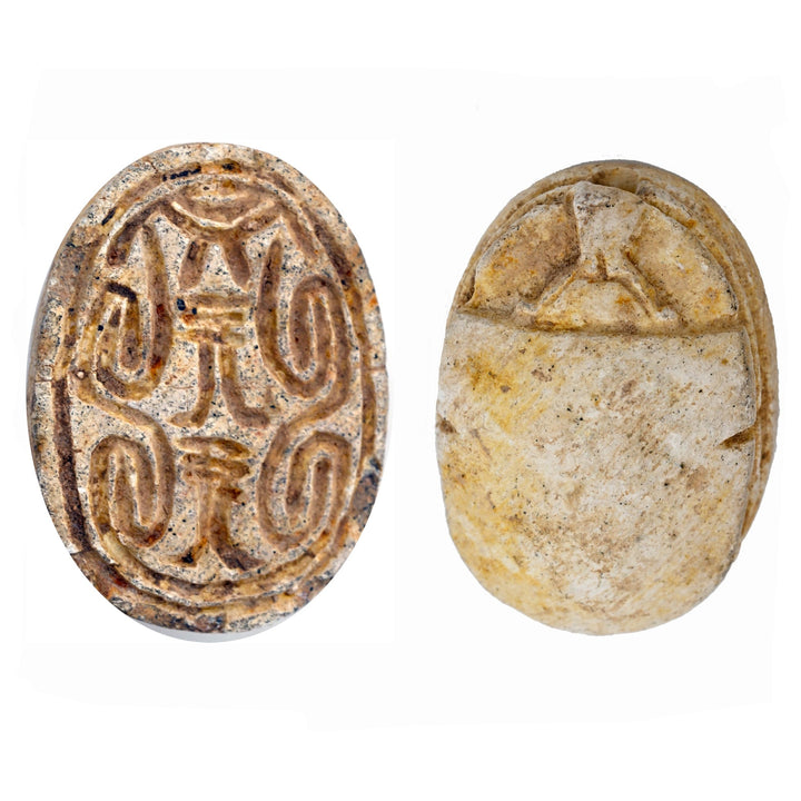 Egyptian Tan Steatite Apotropaic Scarab 