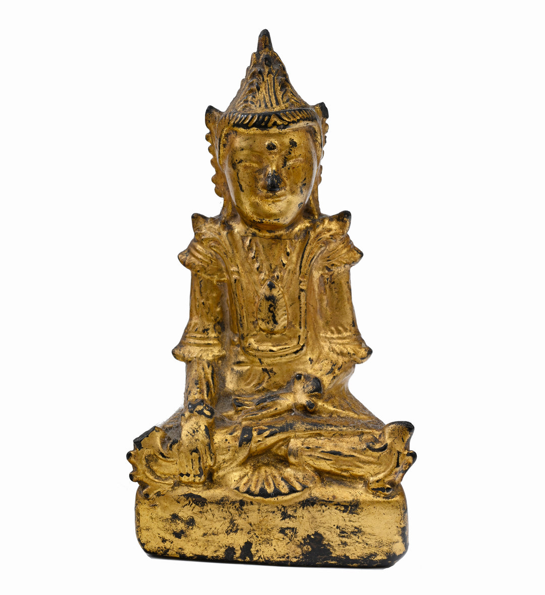 Burmese Shan Gilt Lacquered Wood Crowned Buddha