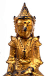 Burmese Shan Gilt Lacquered Wood Crowned Buddha
