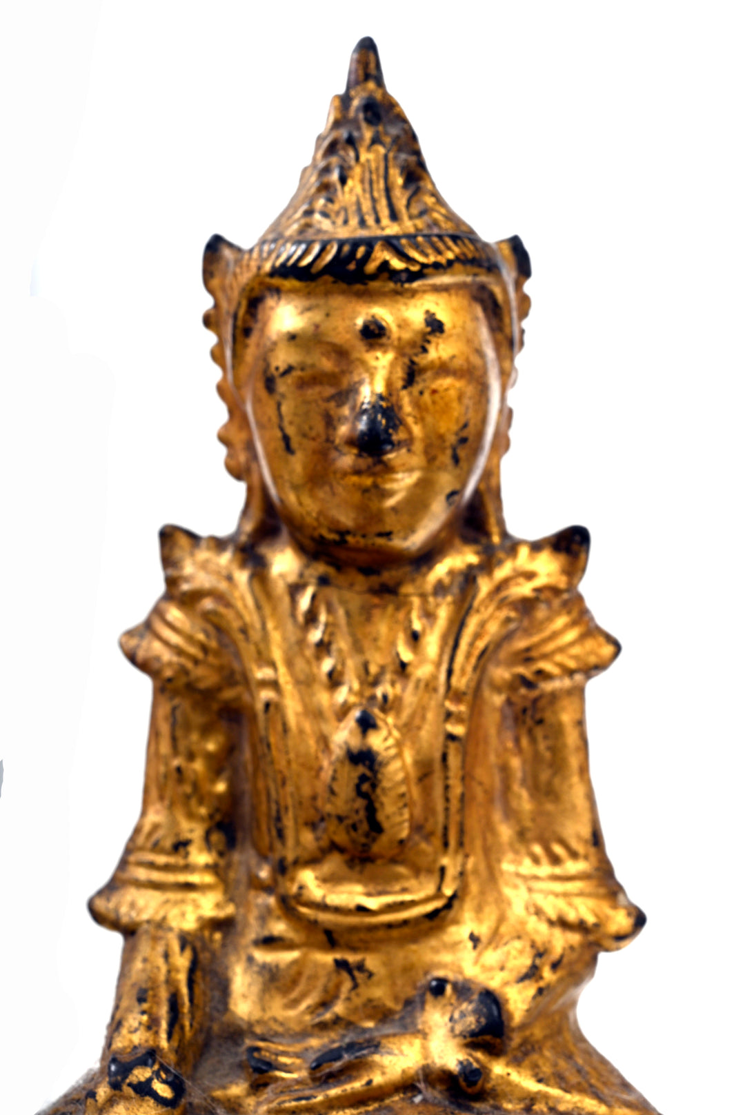 Burmese Shan Gilt Lacquered Wood Crowned Buddha