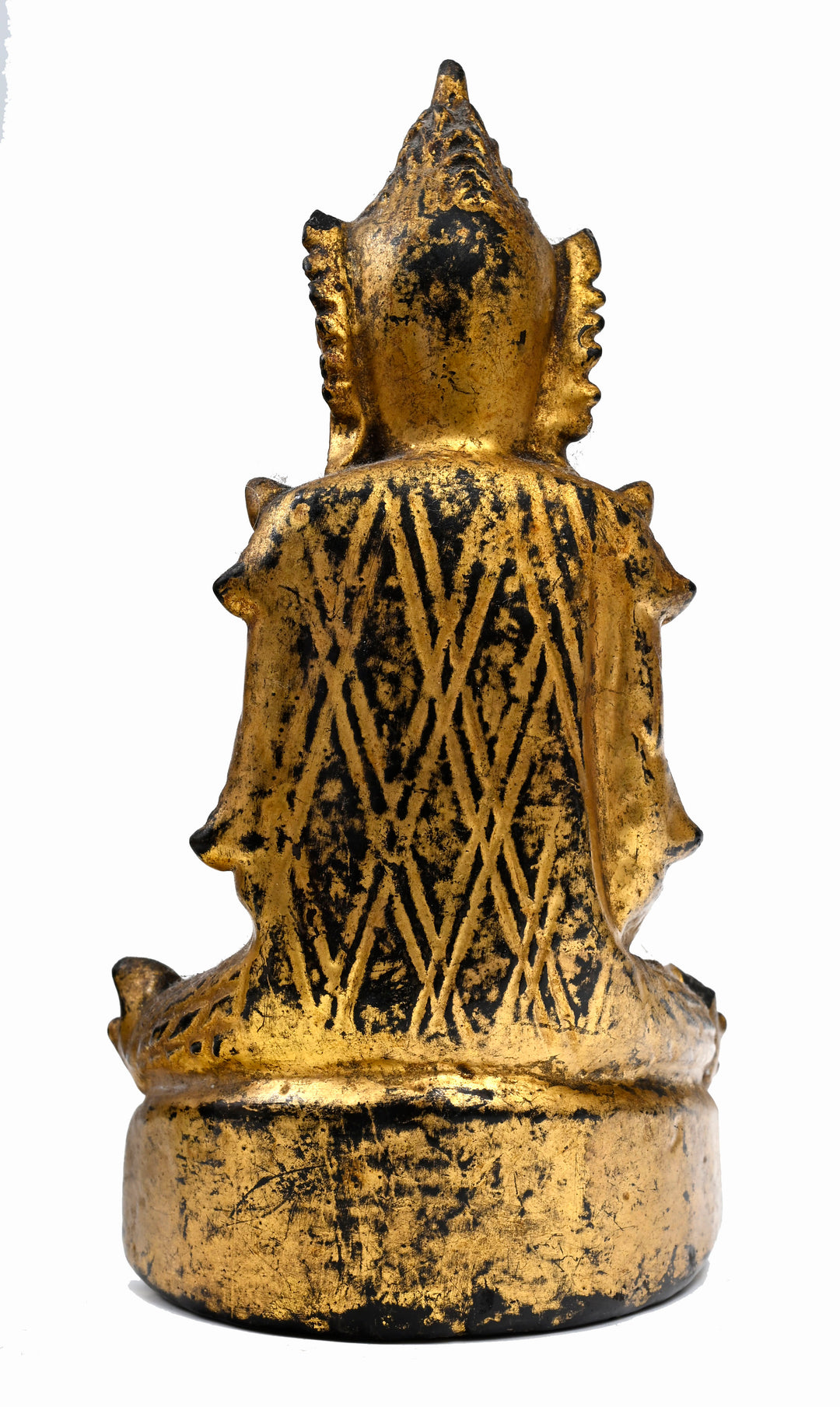 Burmese Shan Gilt Lacquered Wood Crowned Buddha