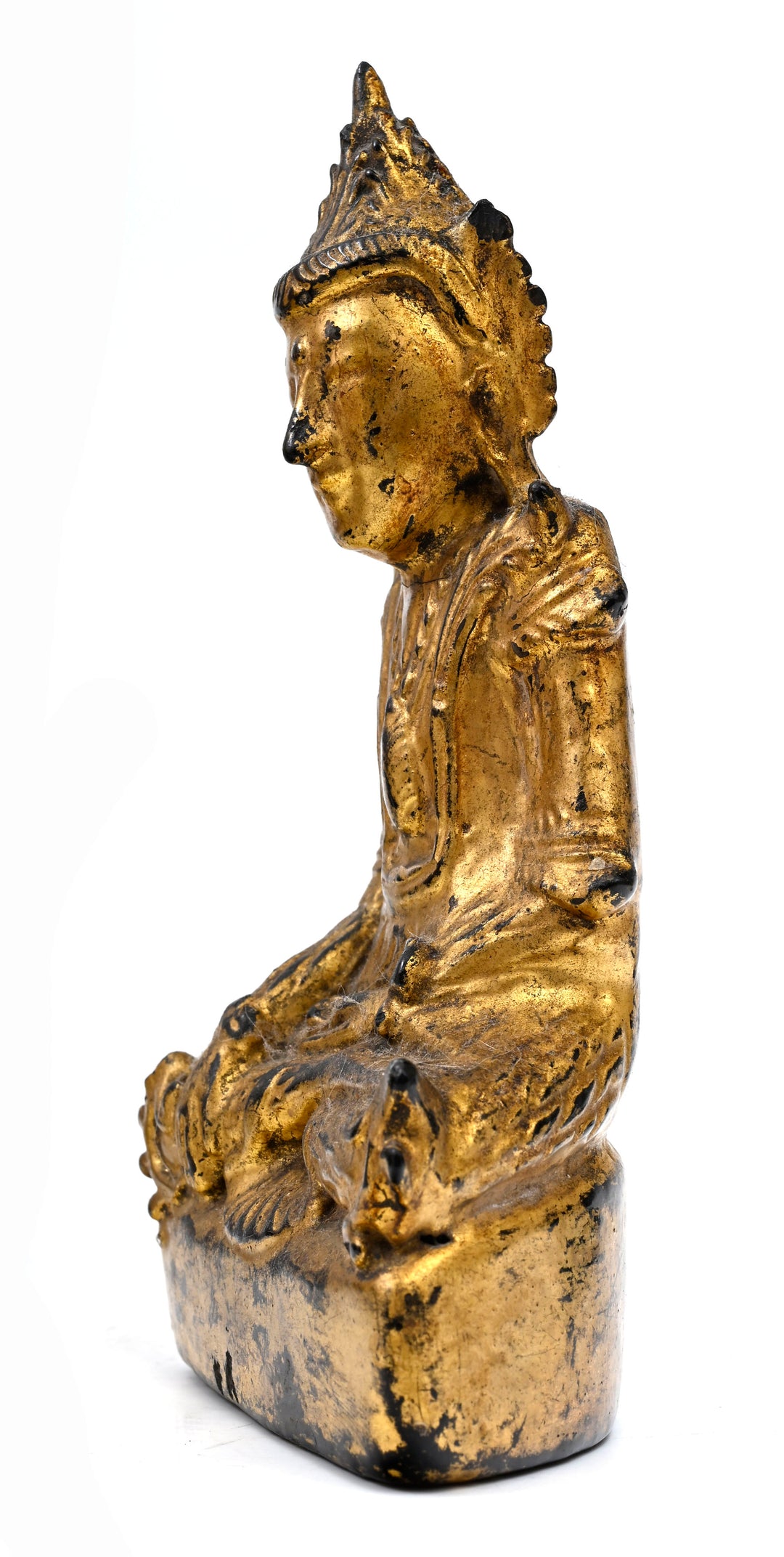 Burmese Shan Gilt Lacquered Wood Crowned Buddha