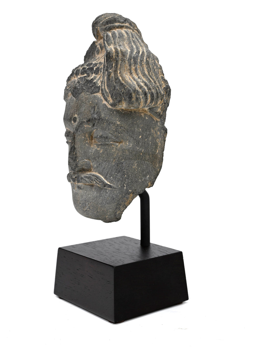 Gandharan Grey Schist Head of a Bodhisattva