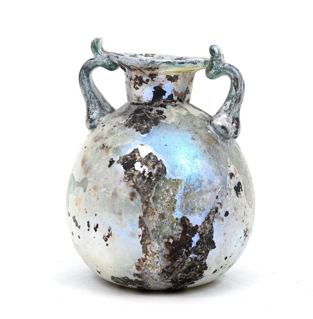 Roman Irridescent Glass Aryballos