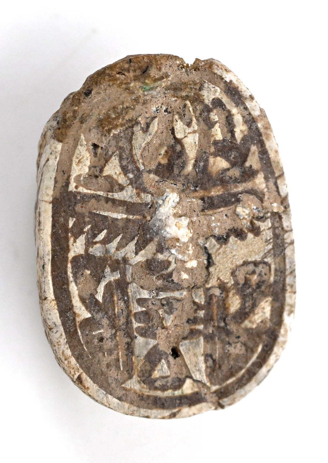Egyptian Tan Steatite Inscribed Scarab for Protection