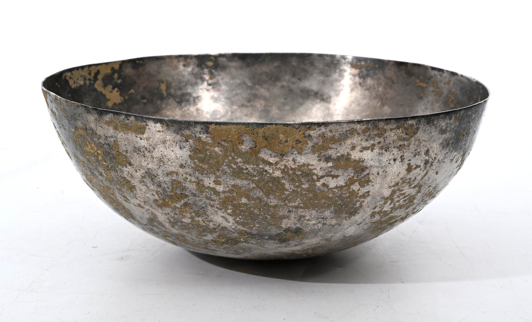 Ancient Near Eastern Silvered/Tinned Bronze  Hemispherical Bowl 