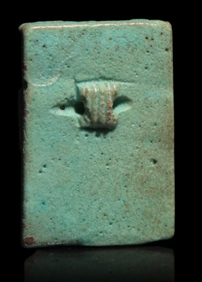 Egyptian Green Faience Triad Amulet of Isis, Horus the Child, and Nephthys