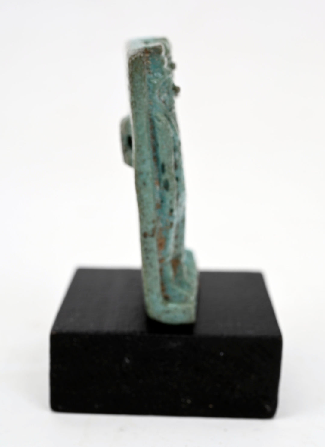 Egyptian Green Faience Triad Amulet of Isis, Horus the Child, and Nephthys