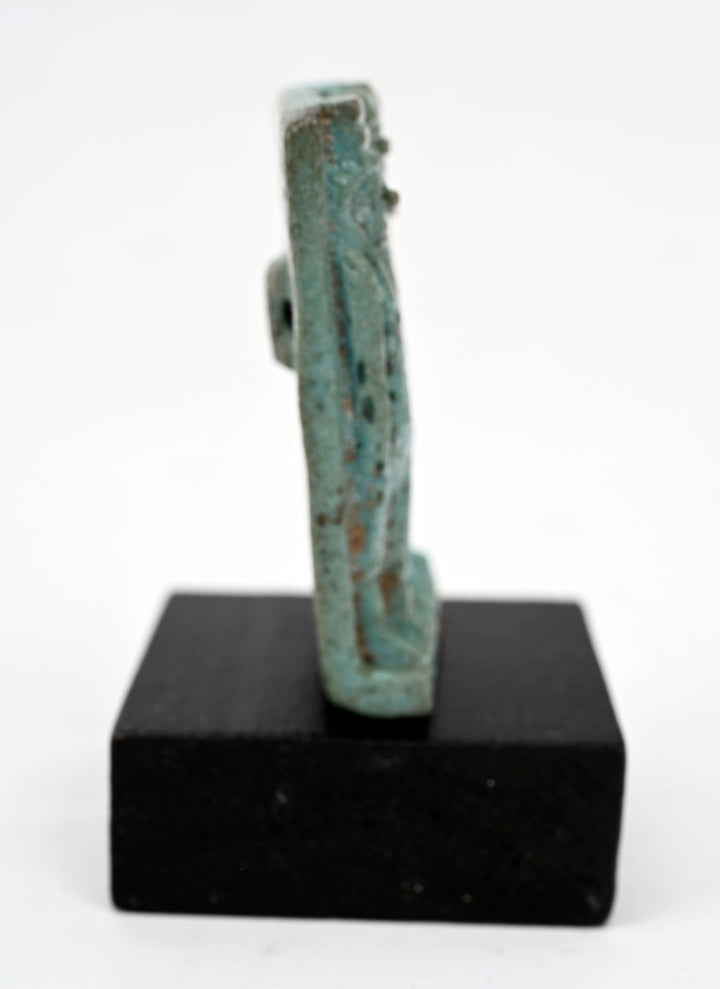 Egyptian Green Faience Triad Amulet of Isis, Horus the Child, and Nephthys