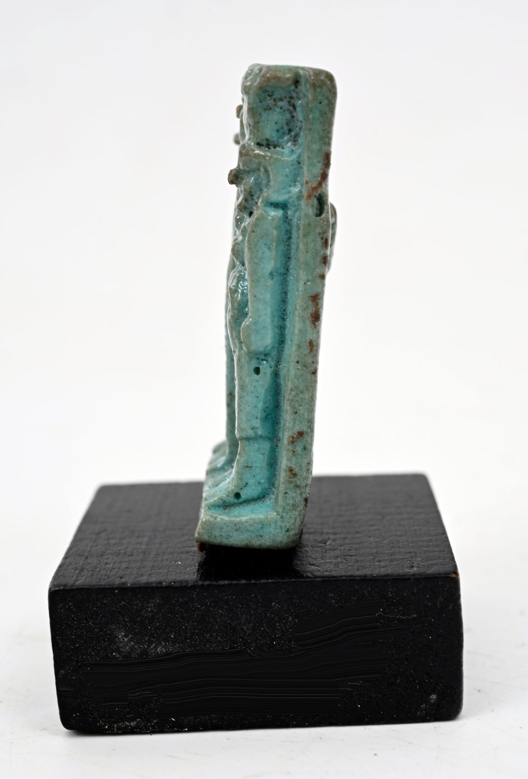 Egyptian Green Faience Triad Amulet of Isis, Horus the Child, and Nephthys