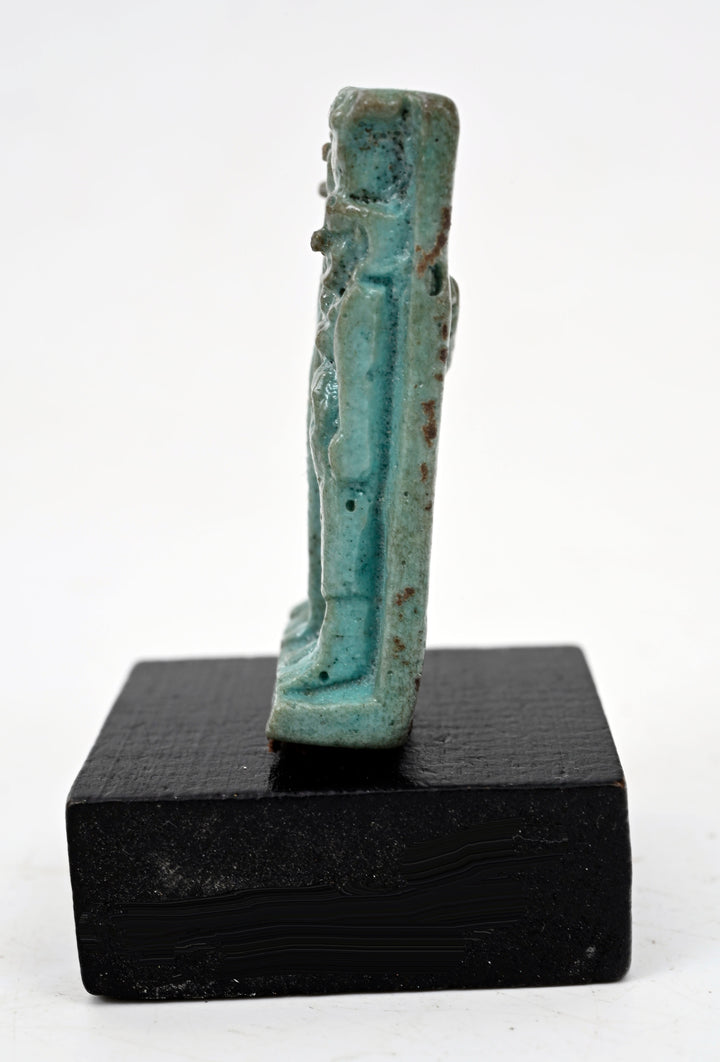 Egyptian Green Faience Triad Amulet of Isis, Horus the Child, and Nephthys