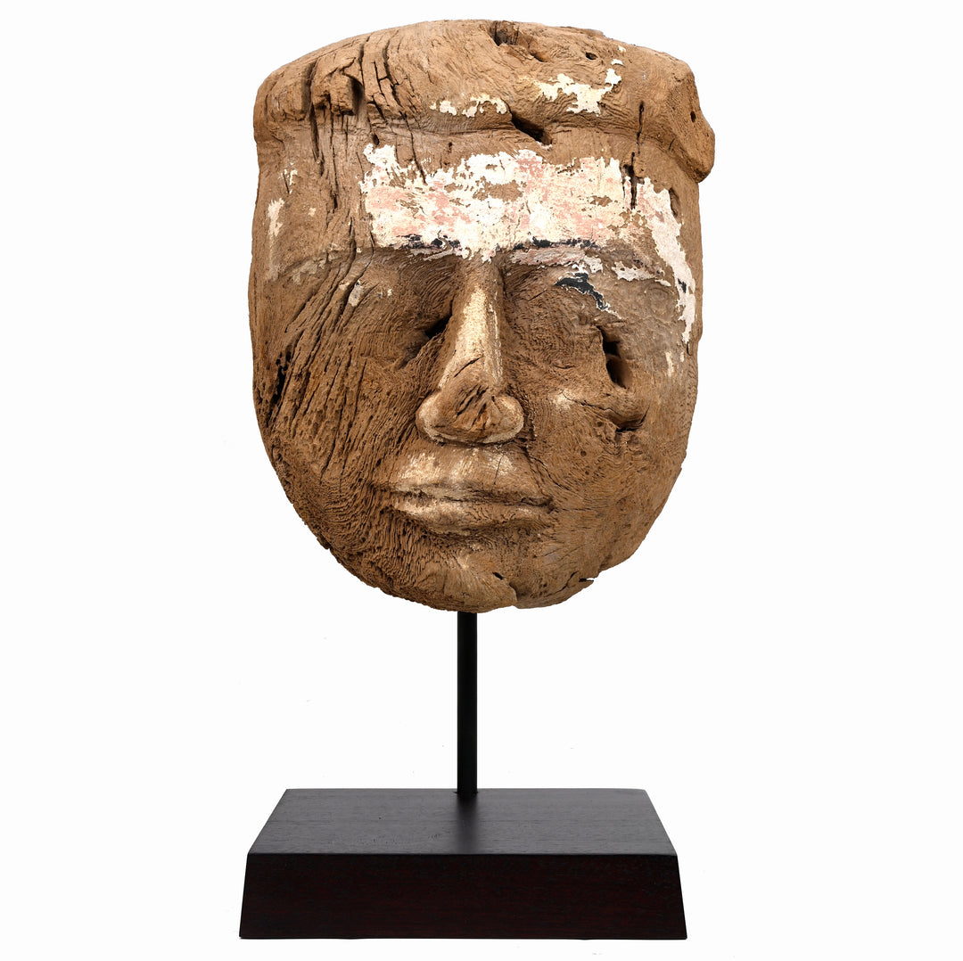 Egyptian Wood Sarcophagus Mask  