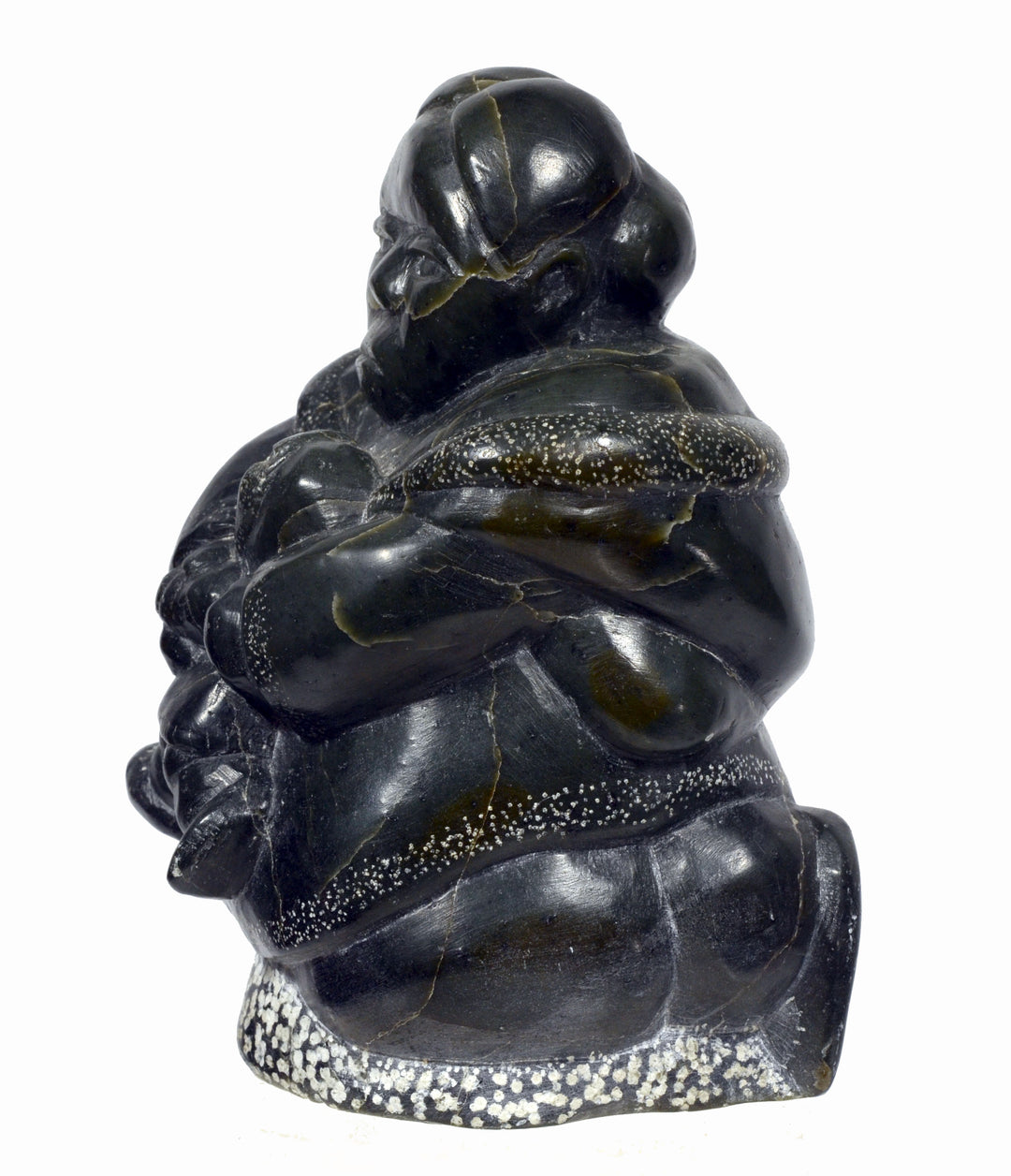 Inuit Soapstone Carved Figure of Mother with Child