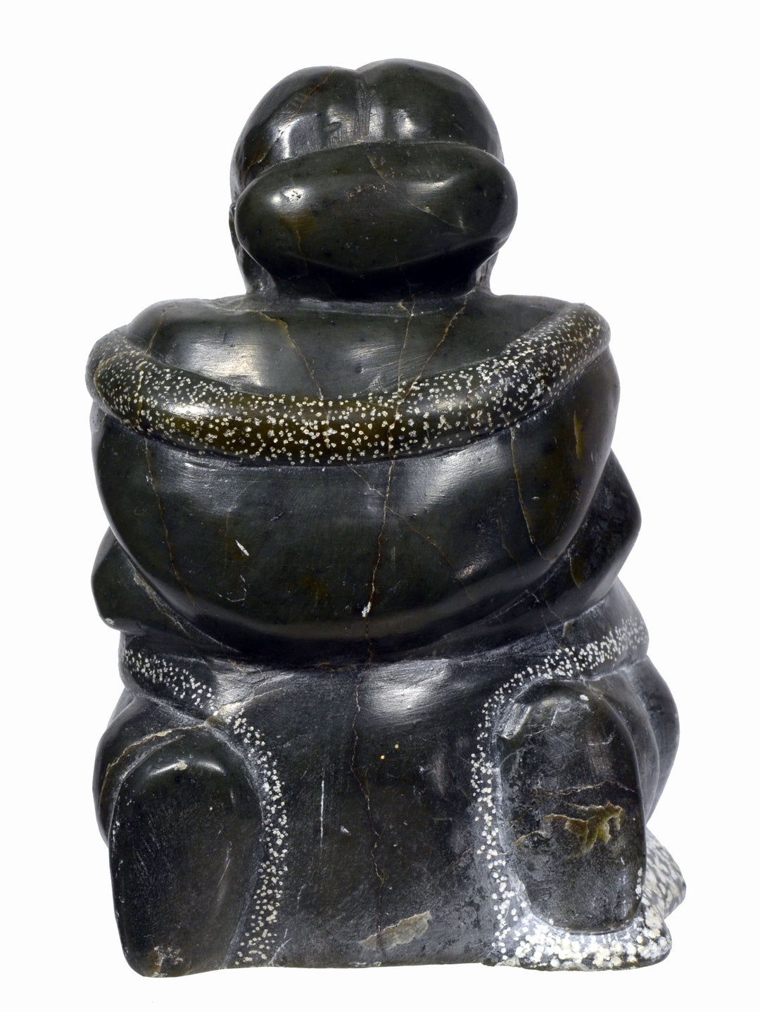 Inuit Soapstone Carved Figure of Mother with Child