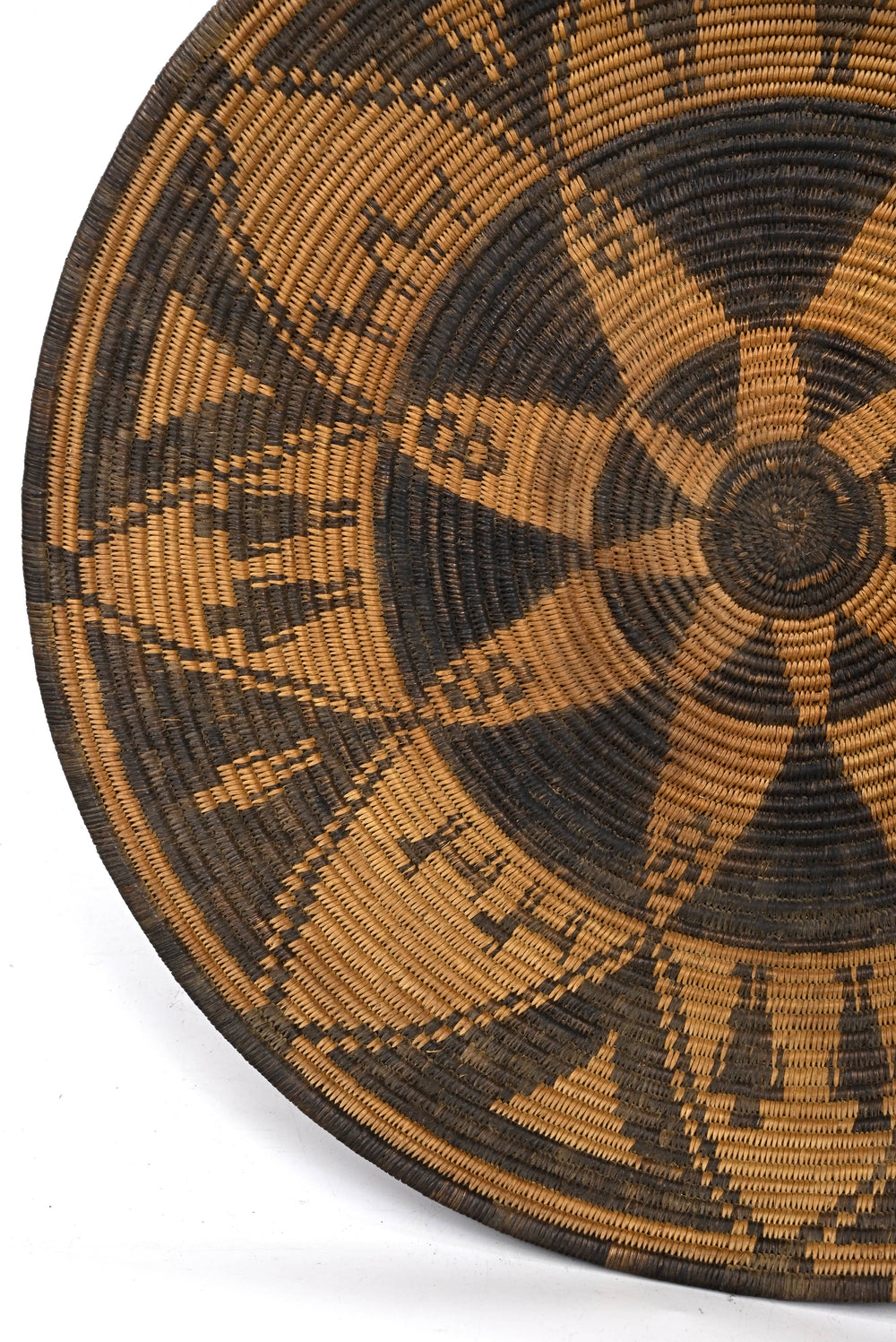 Western Apache Pictorial Coiled Tray with Eight-Point Star, Human Figures, and Dogs