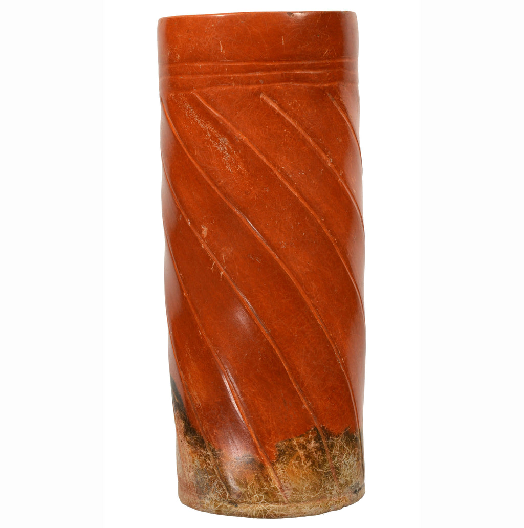 Mayan Orangeware Fluted Cylinder Vase