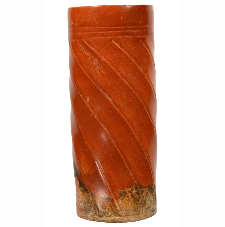 Mayan Orangeware Fluted Cylinder Vase