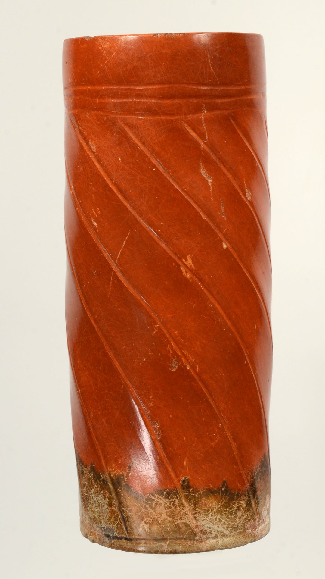 Mayan Orangeware Fluted Cylinder Vase