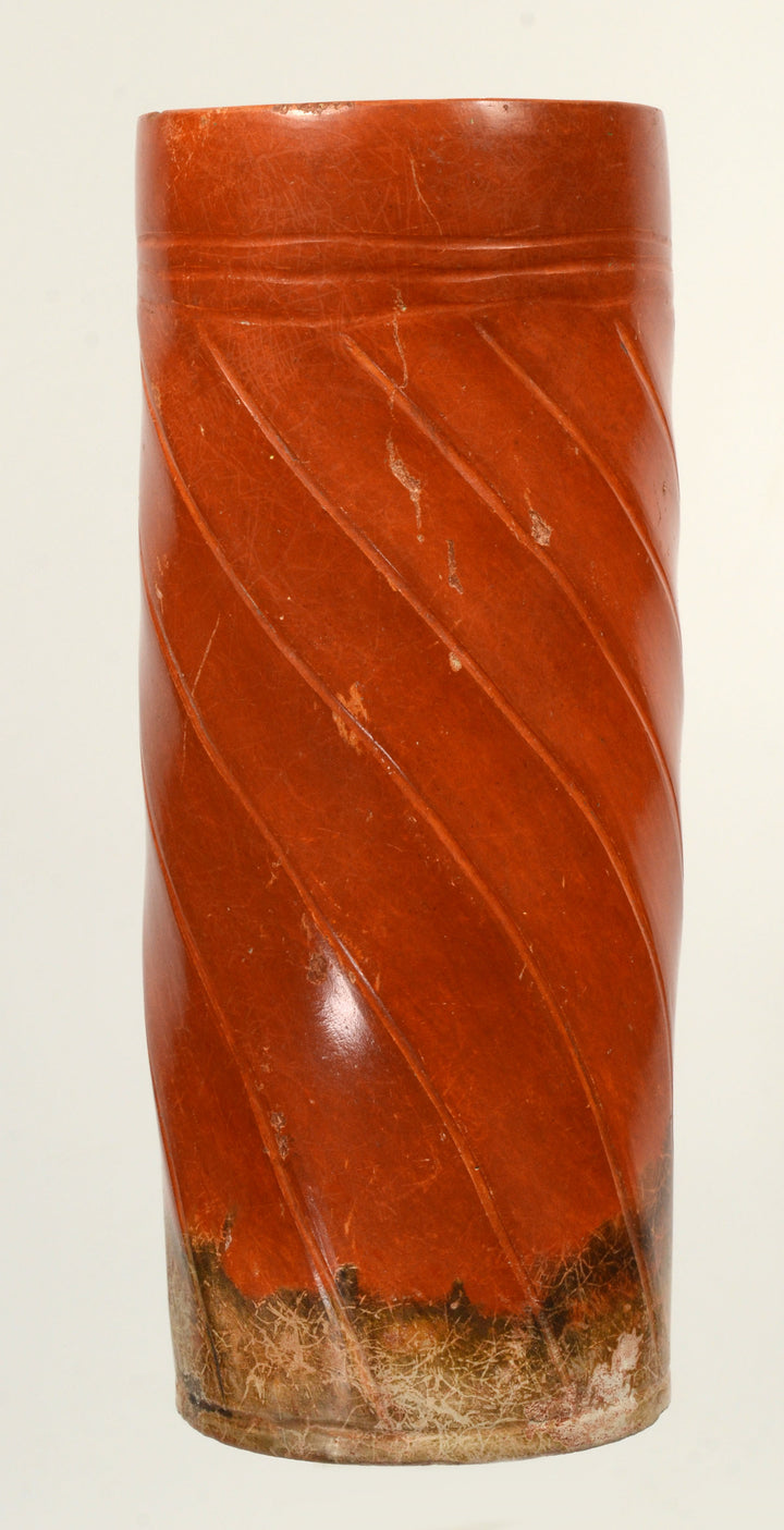 Mayan Orangeware Fluted Cylinder Vase