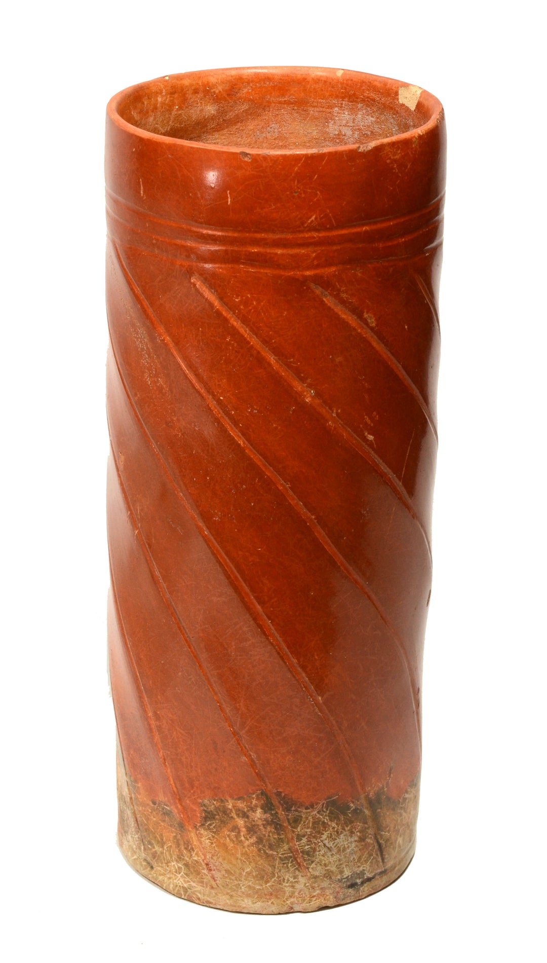 Mayan Orangeware Fluted Cylinder Vase
