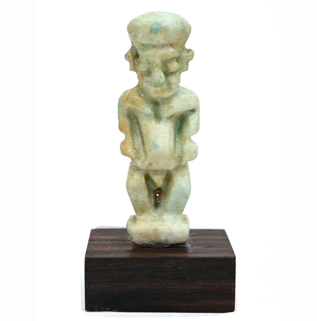 Egyptian Green Glaze Faience Amulet of Pataikos