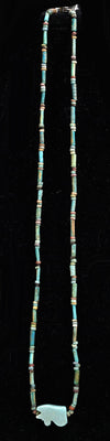 Egyptian Faience Bead Necklace with Eye of Horus Amulet