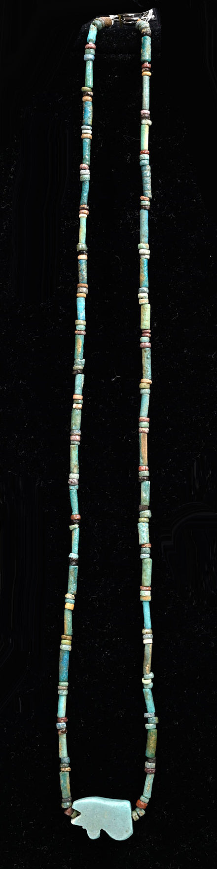 Egyptian Faience Bead Necklace with Eye of Horus Amulet